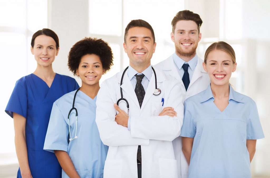 Hospital professionals posing for a photo