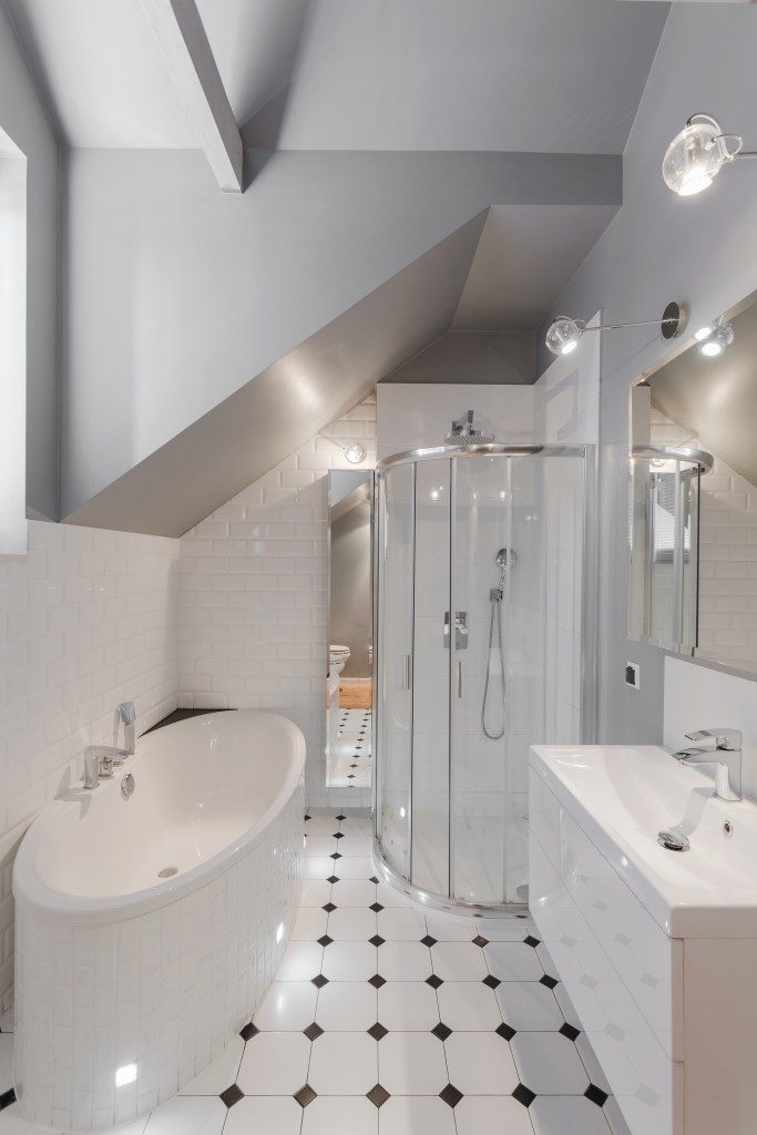 vertical designed bathroom