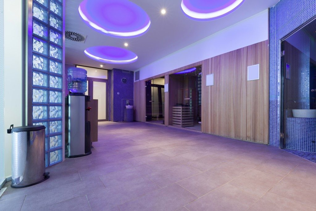 purple office interior