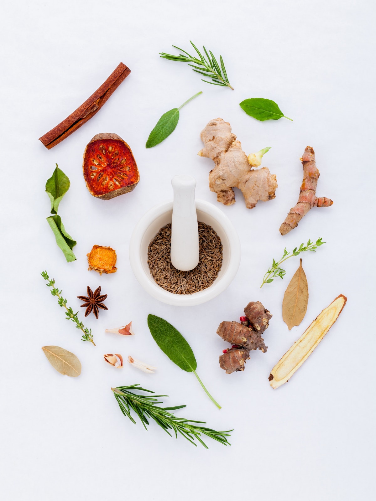 mixing herbs and spices