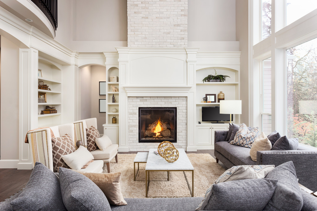 A modern living room in a neutral palette